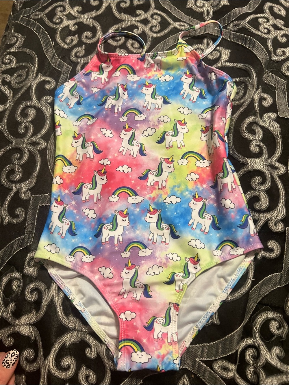 Girls Rainbow Unicorn One-Piece Swimsuit - Multicolor